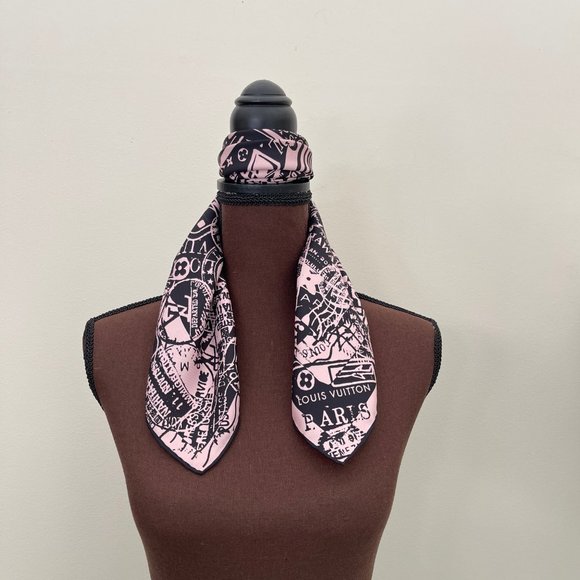 New Louis Vuitton Scarf Luggage Travel Stamps Pink Silk Wrap - Picture 11 of 14